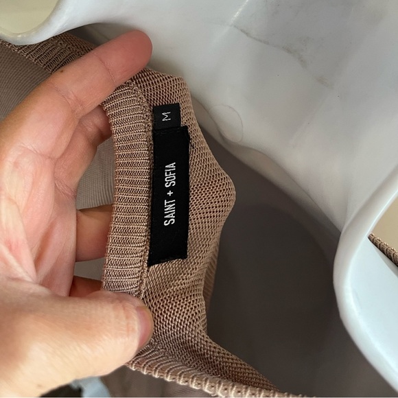 Saint + Sofia Short Sleeve Top Sweater Small beige medium - Picture 5 of 5